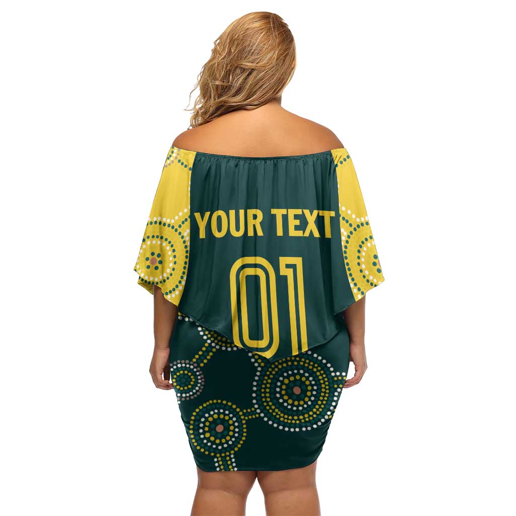 Custom Australia Cricket Family Matching Off Shoulder Short Dress and Hawaiian Shirt Aussies Champions