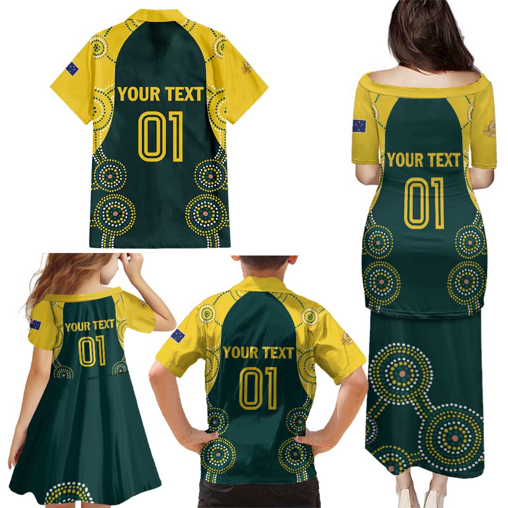 Custom Australia Cricket Family Matching Puletasi and Hawaiian Shirt Aussies Champions