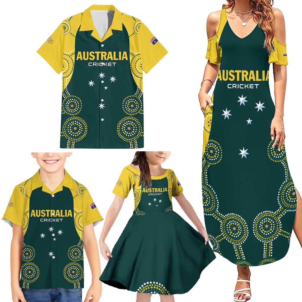 Custom Australia Cricket Family Matching Summer Maxi Dress and Hawaiian Shirt Aussies Champions