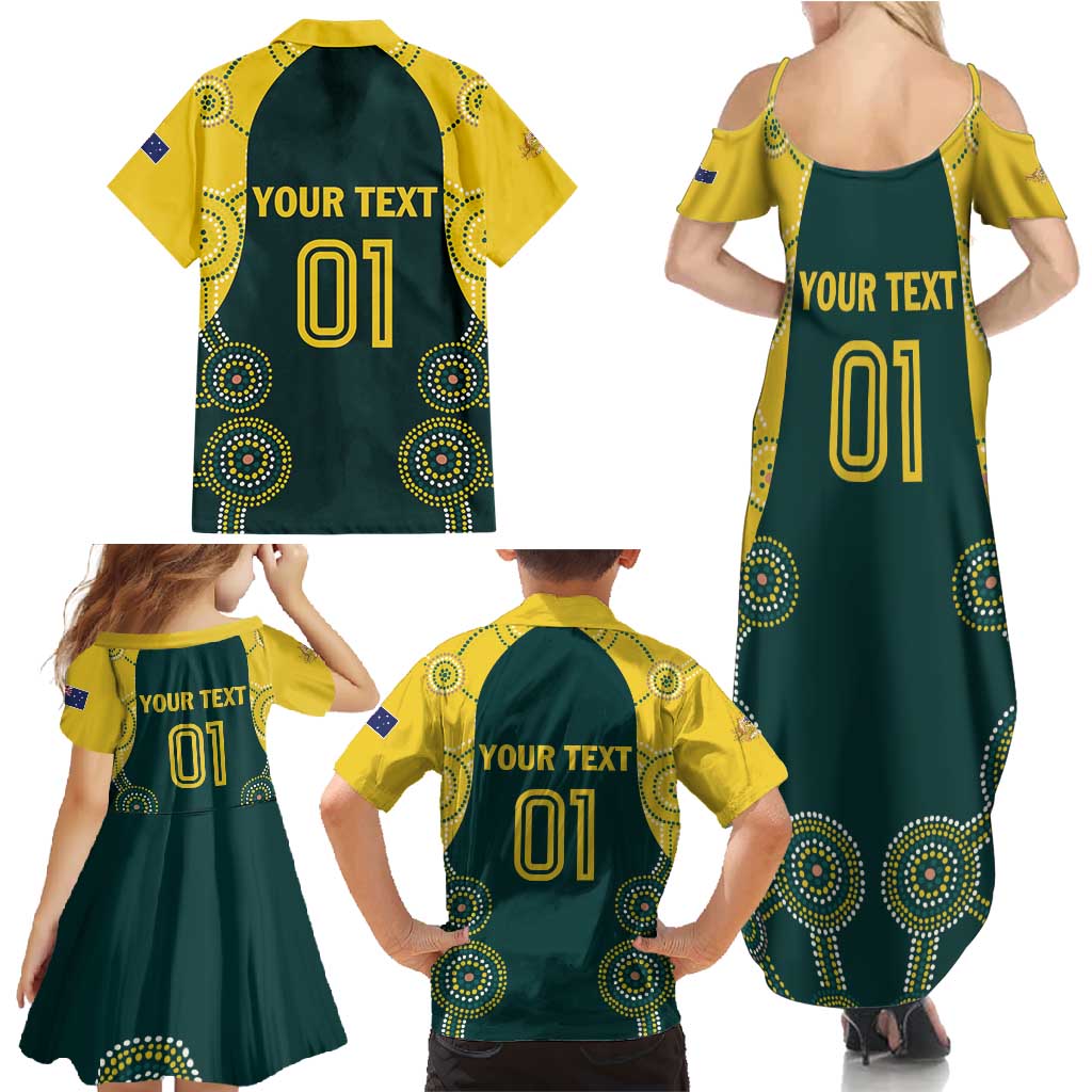 Custom Australia Cricket Family Matching Summer Maxi Dress and Hawaiian Shirt Aussies Champions