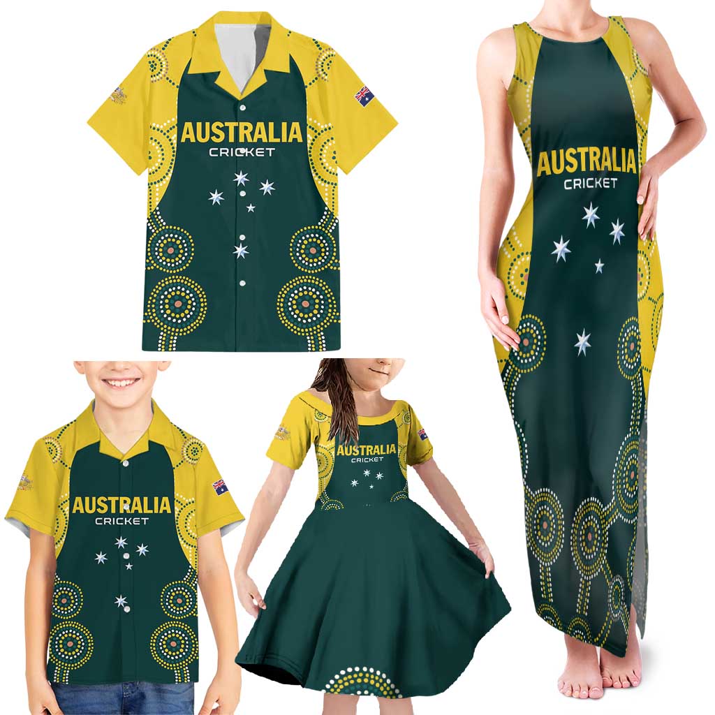 Custom Australia Cricket Family Matching Tank Maxi Dress and Hawaiian Shirt Aussies Champions