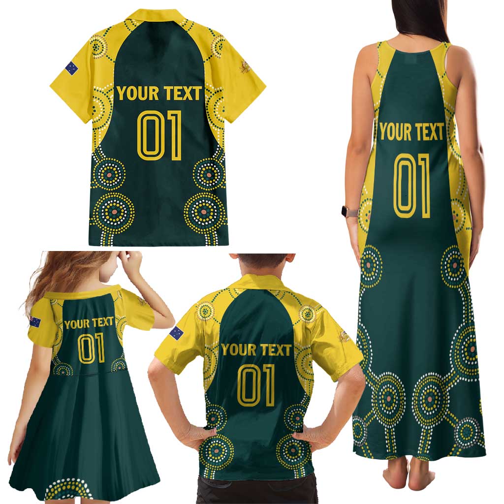 Custom Australia Cricket Family Matching Tank Maxi Dress and Hawaiian Shirt Aussies Champions