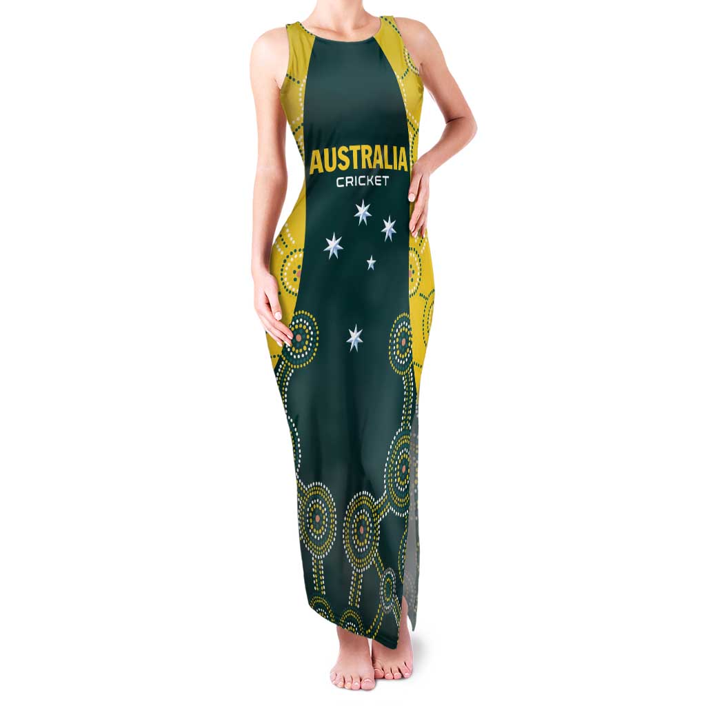 Custom Australia Cricket Family Matching Tank Maxi Dress and Hawaiian Shirt Aussies Champions