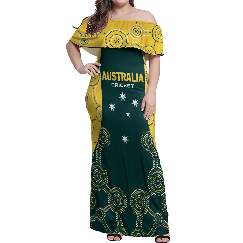 Custom Australia Cricket Off Shoulder Maxi Dress Aussies Champions