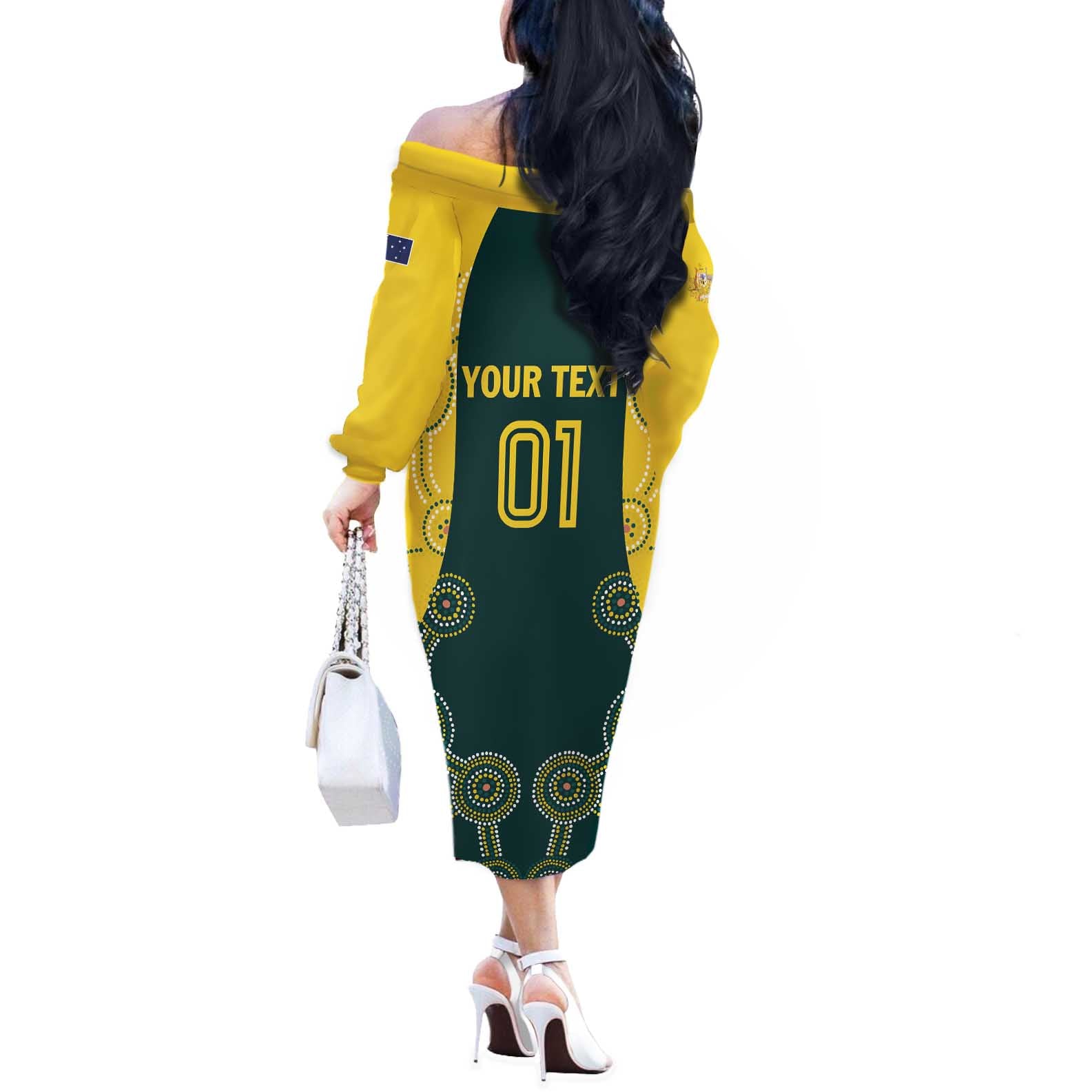 Custom Australia Cricket Off The Shoulder Long Sleeve Dress Aussies Champions