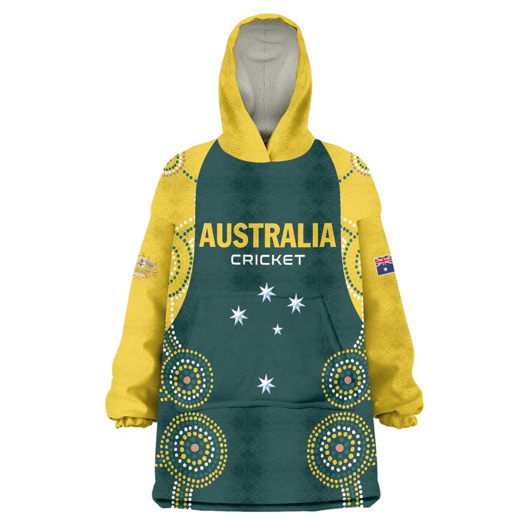 Custom Australia Cricket Wearable Blanket Hoodie Aussies Champions - Vibe Hoodie Shop