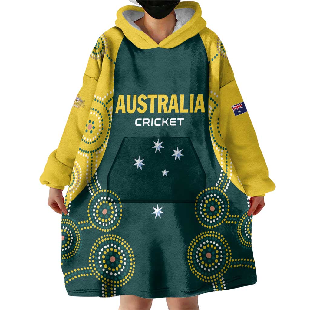 Custom Australia Cricket Wearable Blanket Hoodie Aussies Champions - Vibe Hoodie Shop