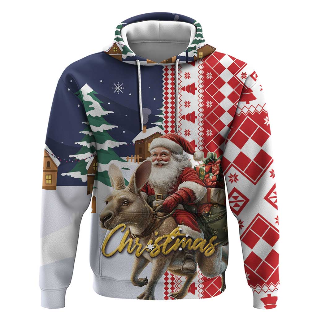 Kangaroo Australia Christmas Hoodie Xmas Pattern - Vibe Hoodie Shop