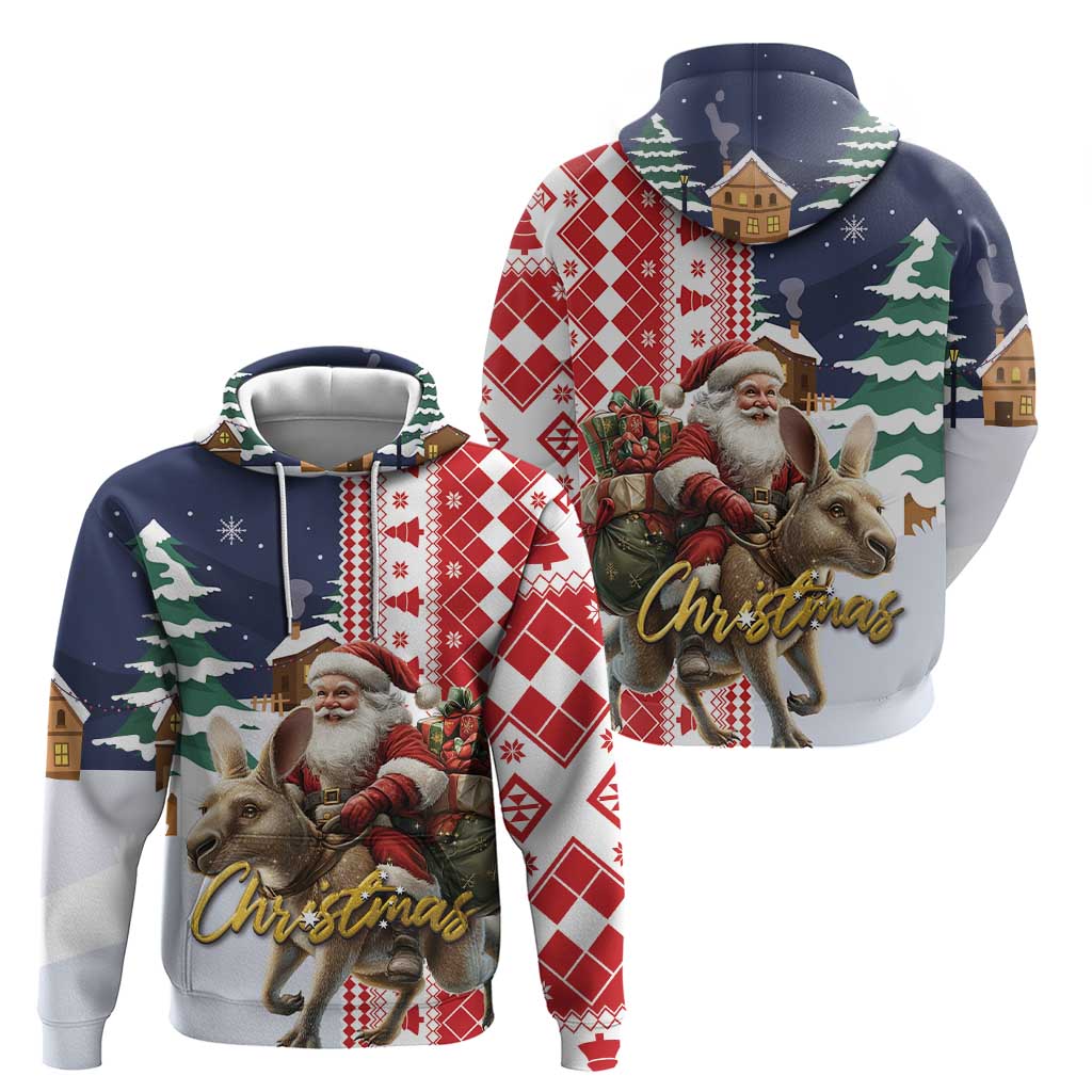 Kangaroo Australia Christmas Hoodie Xmas Pattern - Vibe Hoodie Shop