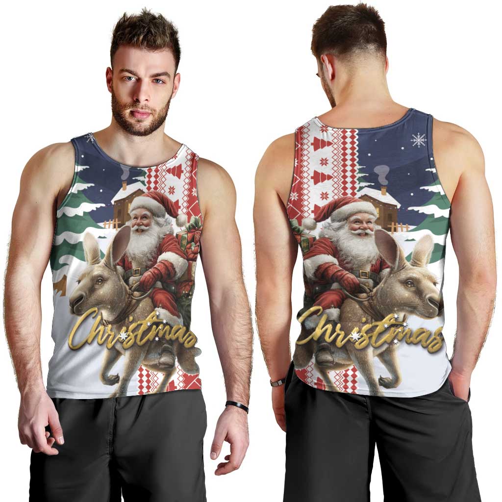 Kangaroo Australia Christmas Men Tank Top Xmas Pattern - Vibe Hoodie Shop