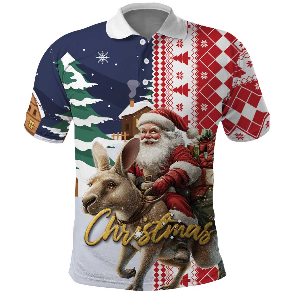 Kangaroo Australia Christmas Polo Shirt Xmas Pattern - Vibe Hoodie Shop