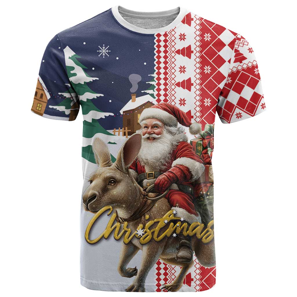 Kangaroo Australia Christmas T Shirt Xmas Pattern - Vibe Hoodie Shop