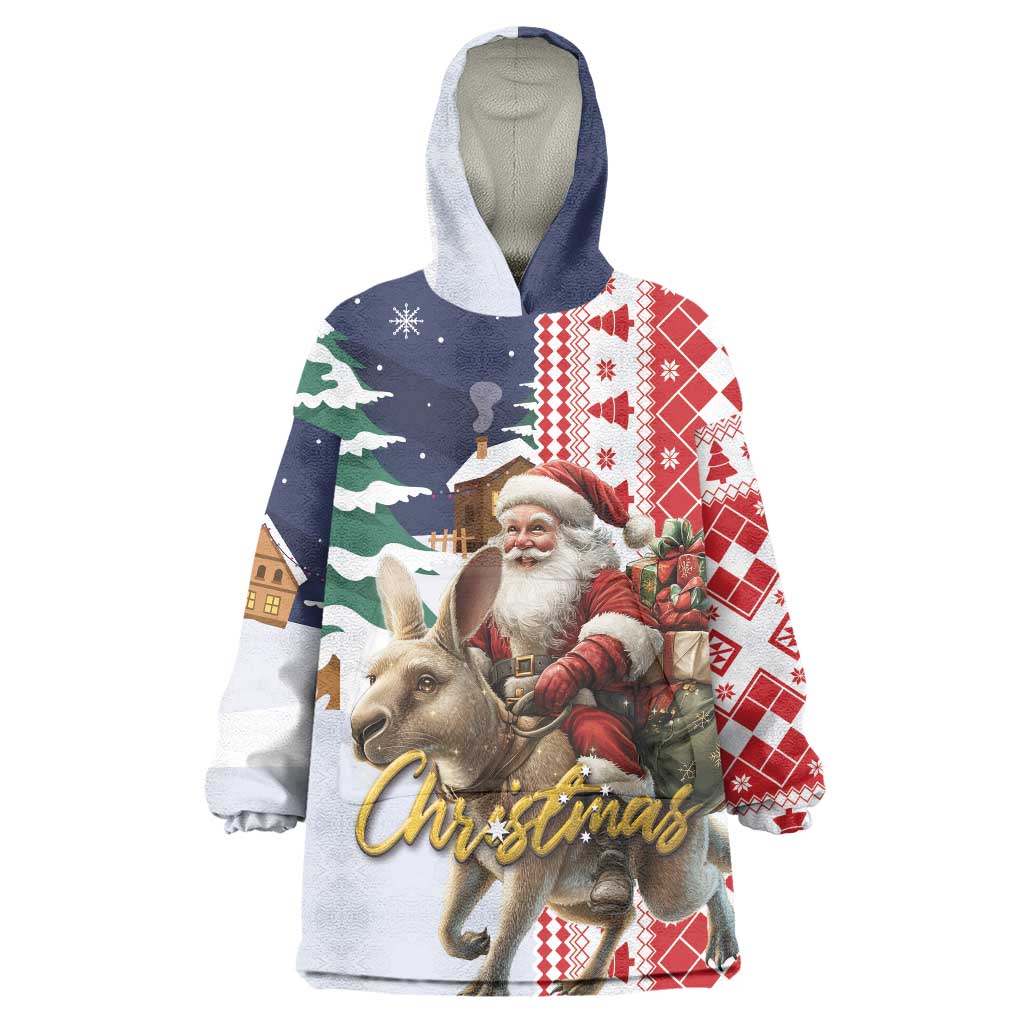 Kangaroo Australia Christmas Wearable Blanket Hoodie Xmas Pattern - Vibe Hoodie Shop