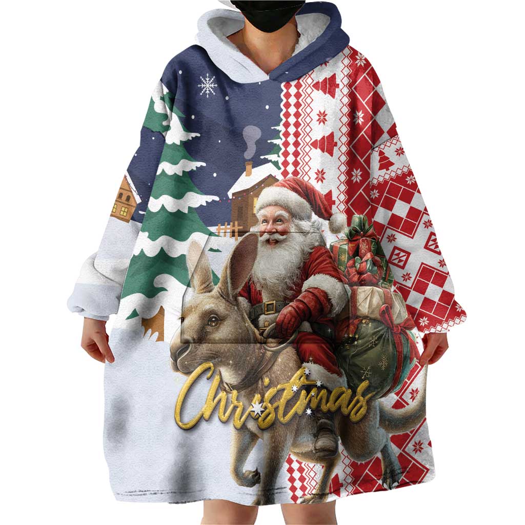 Kangaroo Australia Christmas Wearable Blanket Hoodie Xmas Pattern - Vibe Hoodie Shop