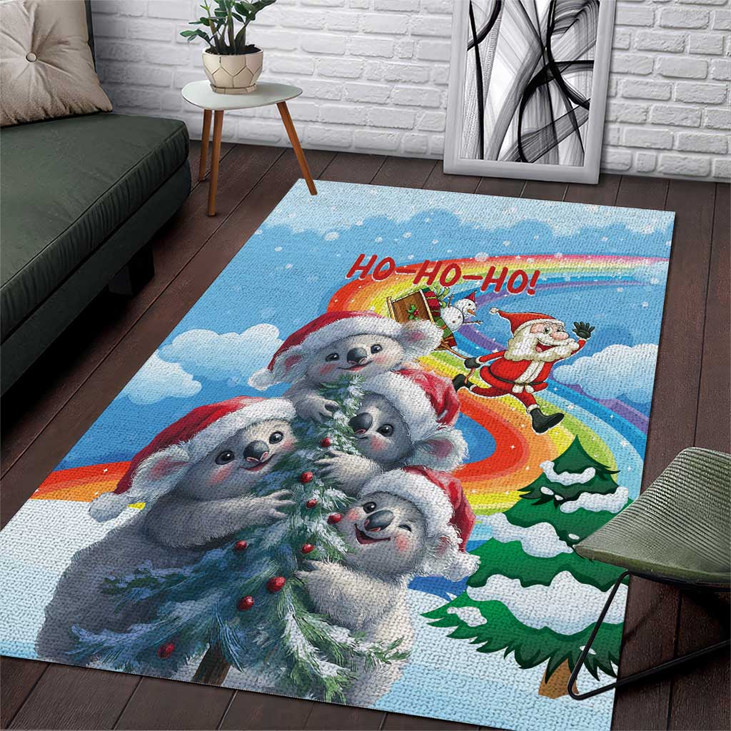 Australia Koala Christmas Area Rug Santa Claus Ho Ho Ho - Vibe Hoodie Shop