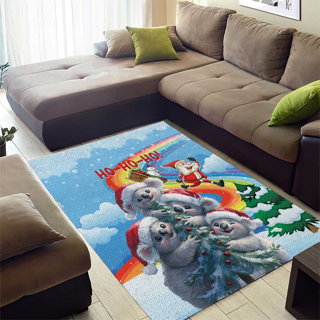 Australia Koala Christmas Area Rug Santa Claus Ho Ho Ho - Vibe Hoodie Shop