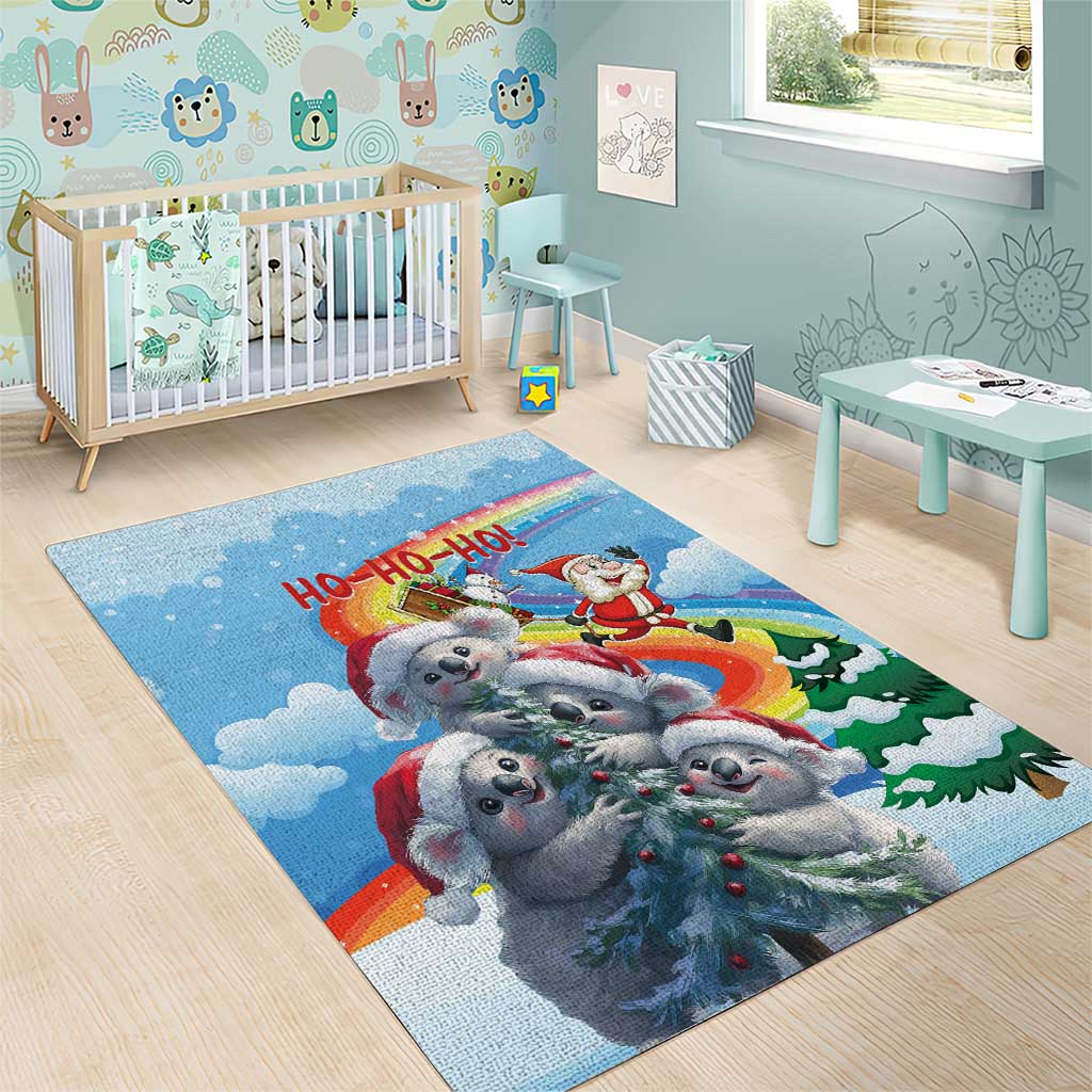 Australia Koala Christmas Area Rug Santa Claus Ho Ho Ho - Vibe Hoodie Shop