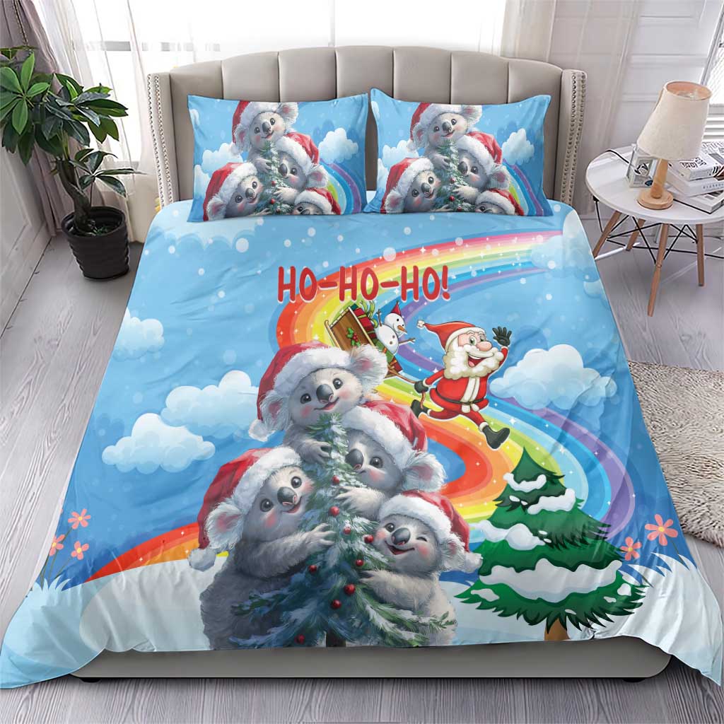 Australia Koala Christmas Bedding Set Santa Claus Ho Ho Ho - Vibe Hoodie Shop