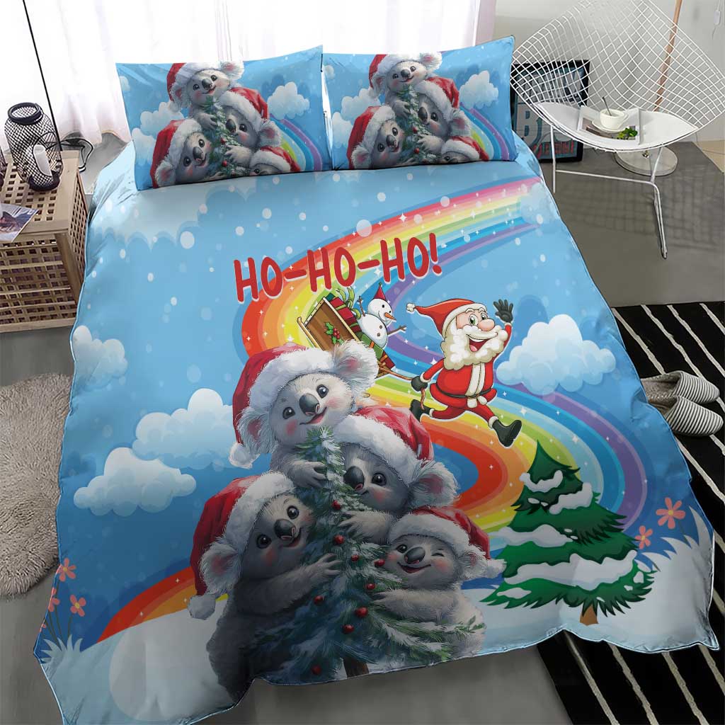 Australia Koala Christmas Bedding Set Santa Claus Ho Ho Ho - Vibe Hoodie Shop