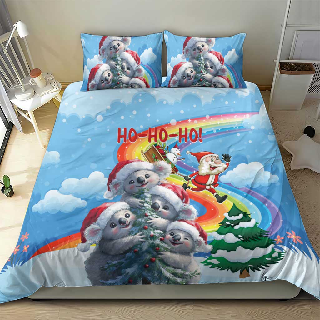 Australia Koala Christmas Bedding Set Santa Claus Ho Ho Ho - Vibe Hoodie Shop