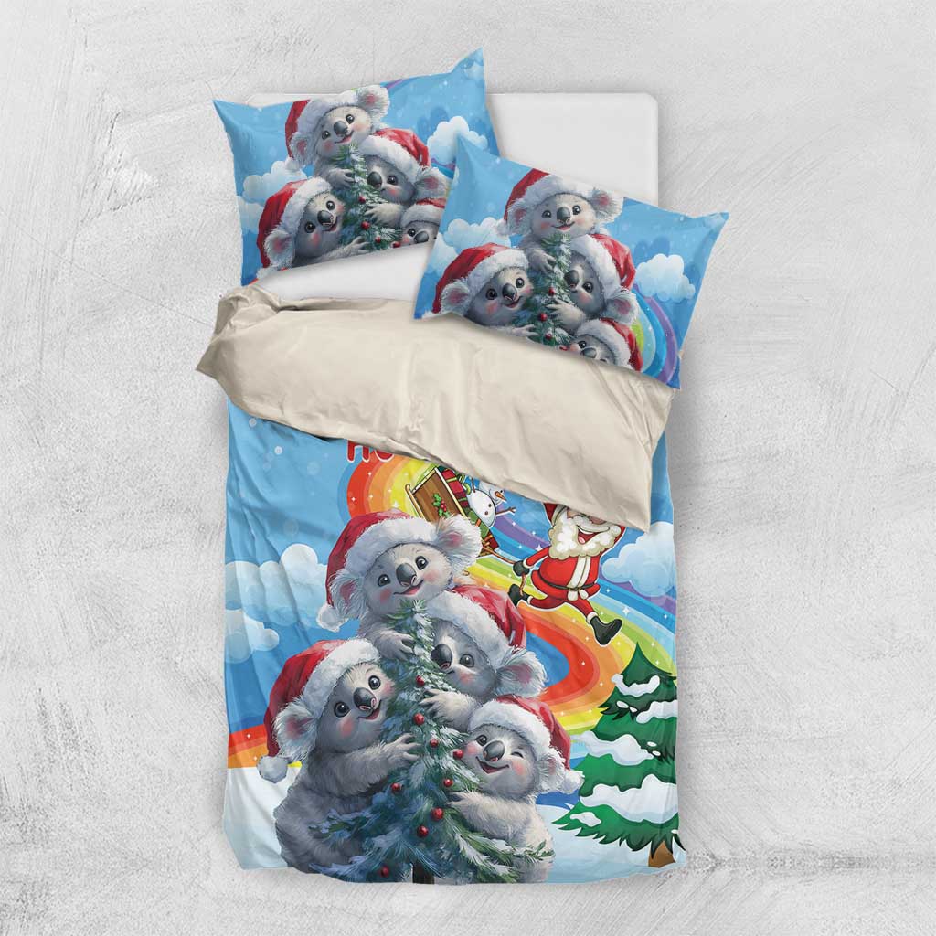 Australia Koala Christmas Bedding Set Santa Claus Ho Ho Ho - Vibe Hoodie Shop