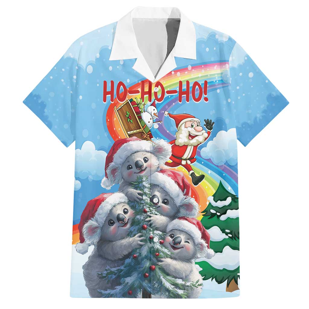 Personalised Australia Koala Christmas Hawaiian Shirt Santa Claus Ho Ho Ho - Vibe Hoodie Shop