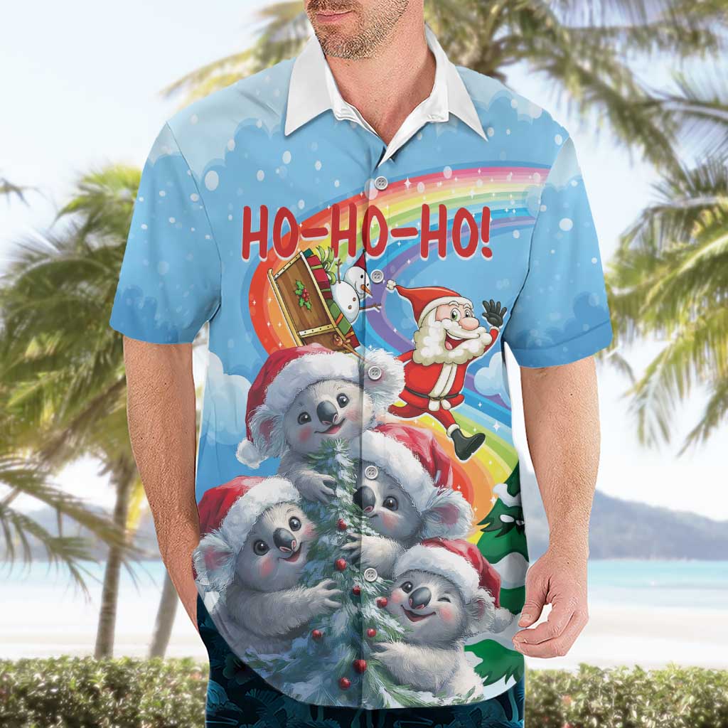 Personalised Australia Koala Christmas Hawaiian Shirt Santa Claus Ho Ho Ho - Vibe Hoodie Shop