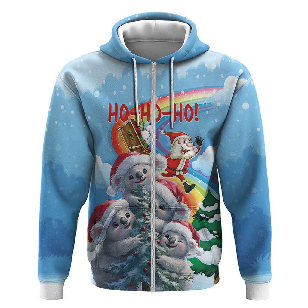 Personalised Australia Koala Christmas Hoodie Santa Claus Ho Ho Ho - Vibe Hoodie Shop