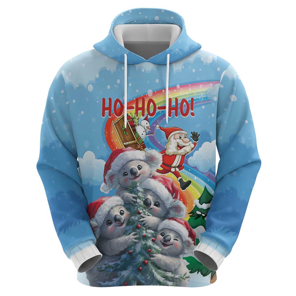 Personalised Australia Koala Christmas Hoodie Santa Claus Ho Ho Ho - Vibe Hoodie Shop