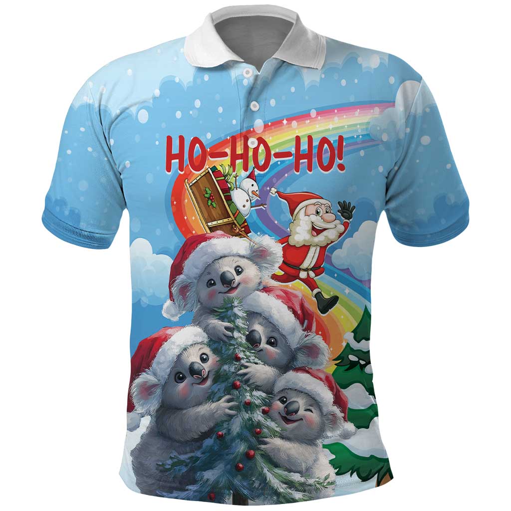 Personalised Australia Koala Christmas Polo Shirt Santa Claus Ho Ho Ho - Vibe Hoodie Shop