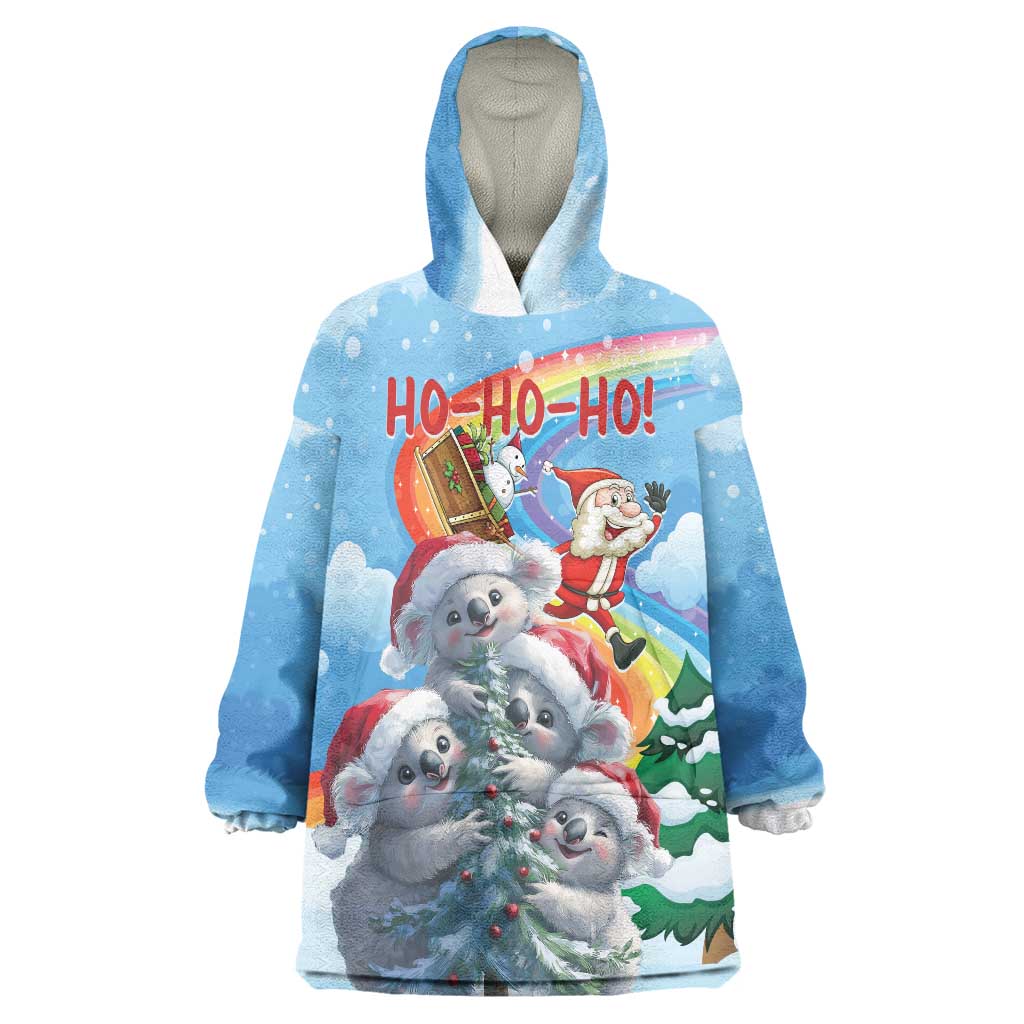 Personalised Australia Koala Christmas Wearable Blanket Hoodie Santa Claus Ho Ho Ho - Vibe Hoodie Shop