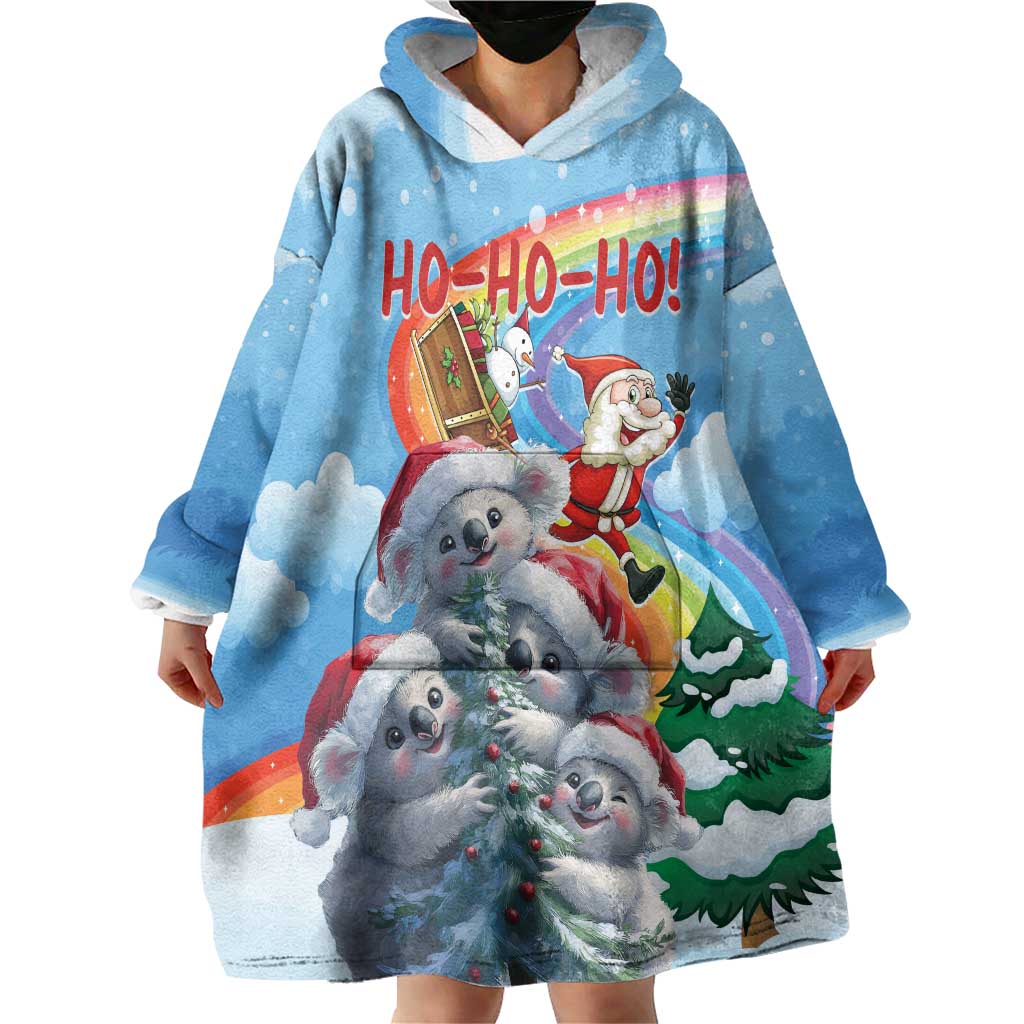 Personalised Australia Koala Christmas Wearable Blanket Hoodie Santa Claus Ho Ho Ho - Vibe Hoodie Shop