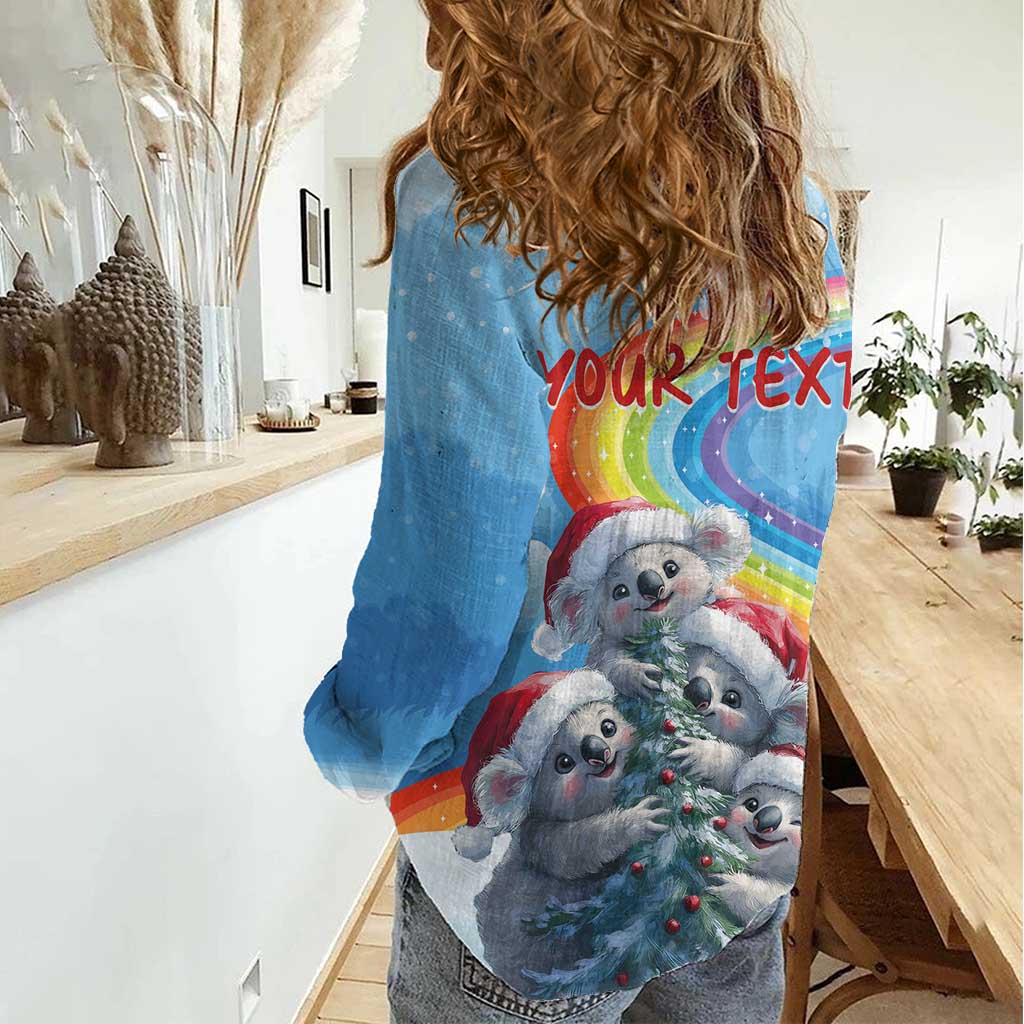 Personalised Australia Koala Christmas Women Casual Shirt Santa Claus Ho Ho Ho - Vibe Hoodie Shop