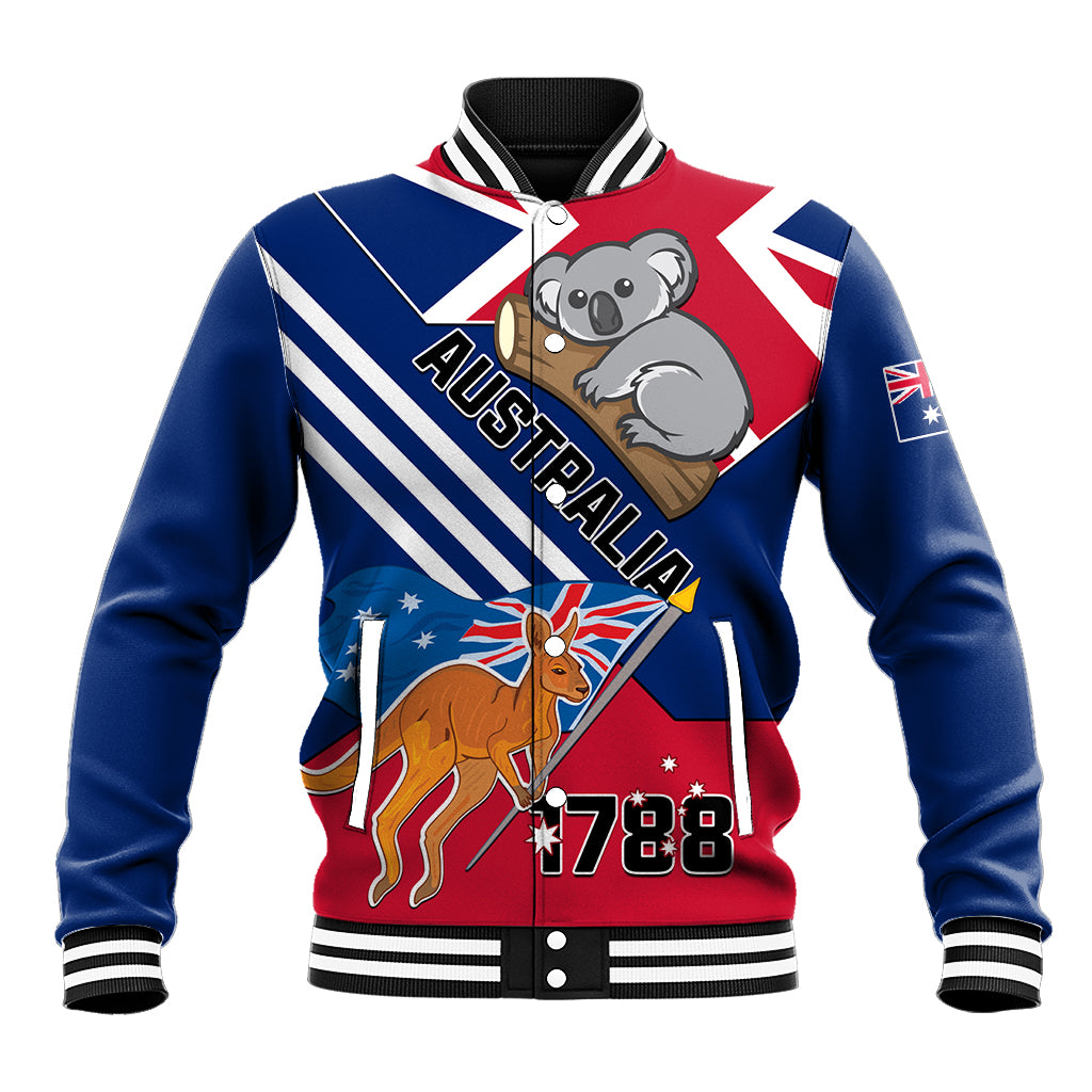 Australia Day Kangaroo and Koala With Flag Baseball Jacket - Vibe Hoodie Shop