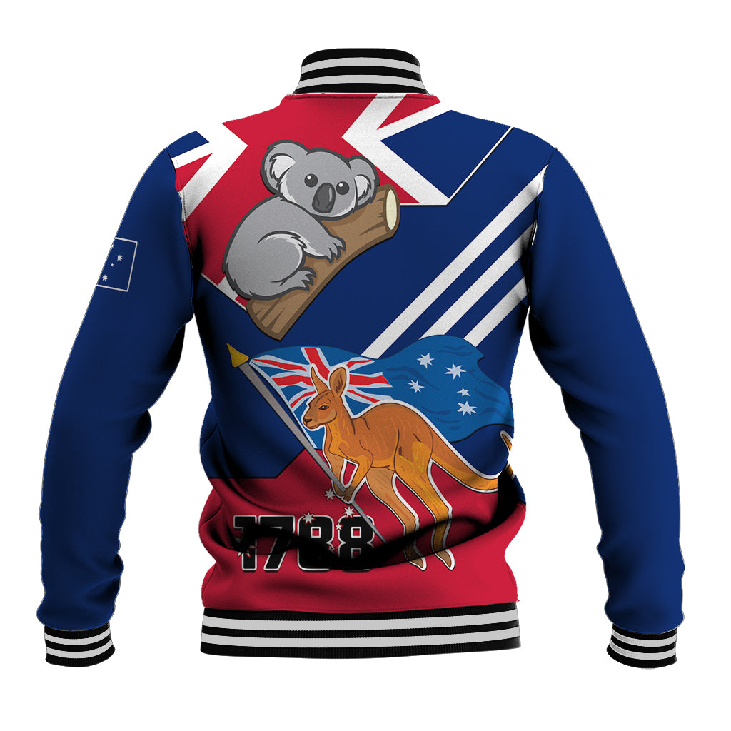 Australia Day Kangaroo and Koala With Flag Baseball Jacket - Vibe Hoodie Shop