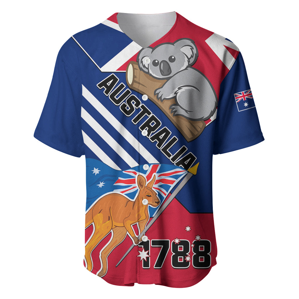 Australia Day Kangaroo and Koala With Flag Baseball Jersey - Vibe Hoodie Shop