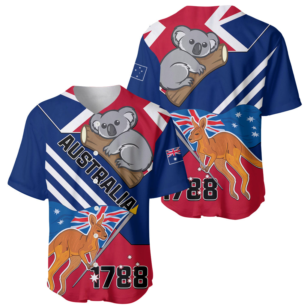 Australia Day Kangaroo and Koala With Flag Baseball Jersey - Vibe Hoodie Shop