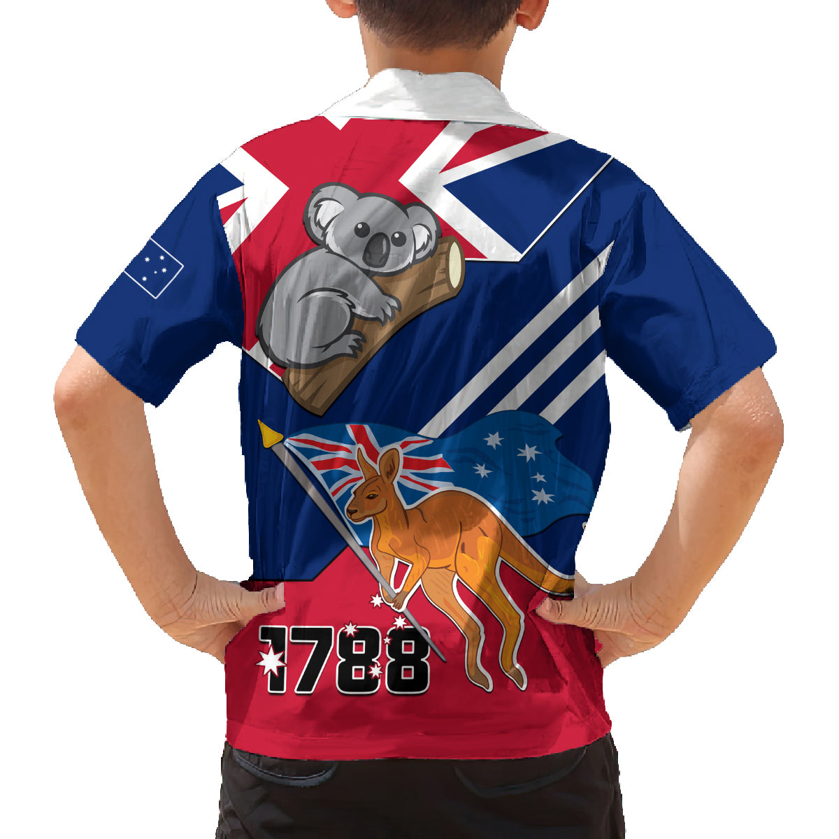 Australia Day Kangaroo and Koala With Flag Family Matching Long Sleeve Bodycon Dress and Hawaiian Shirt