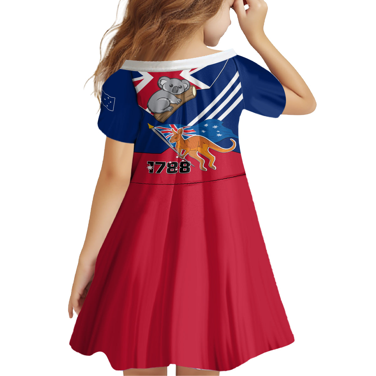 Australia Day Kangaroo and Koala With Flag Family Matching Long Sleeve Bodycon Dress and Hawaiian Shirt