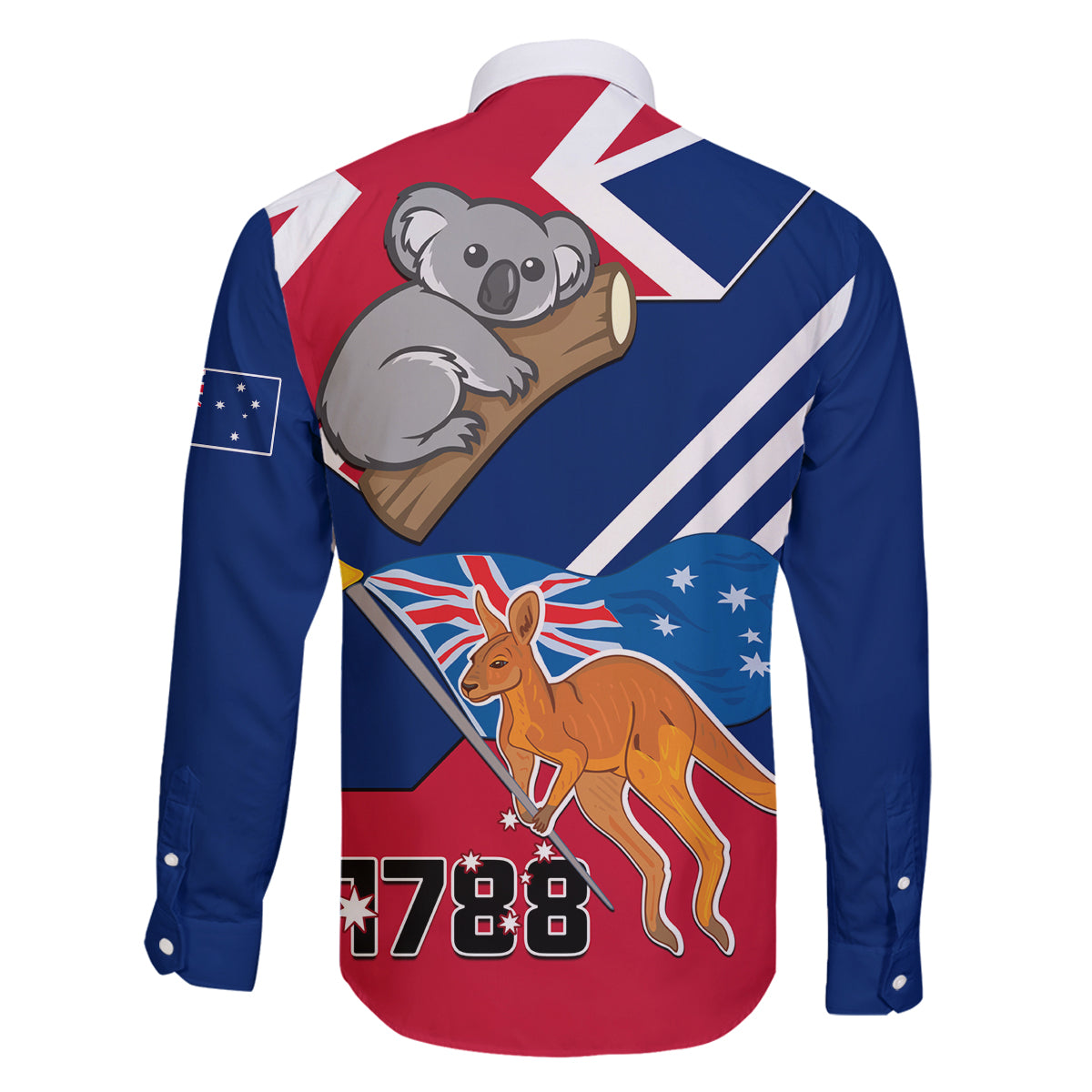 Australia Day Kangaroo and Koala With Flag Family Matching Long Sleeve Bodycon Dress and Hawaiian Shirt