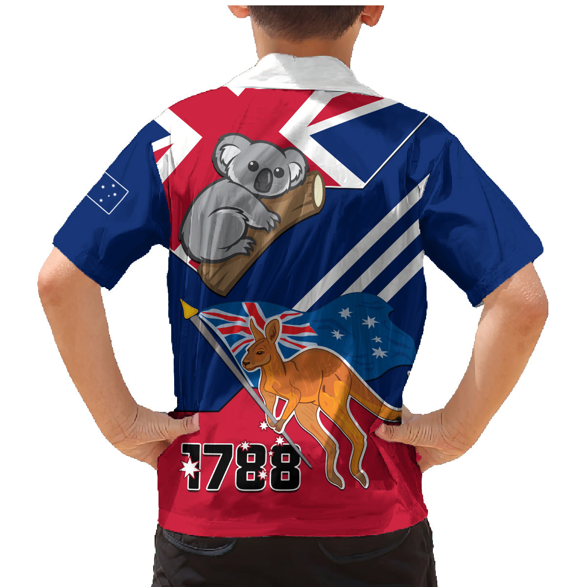 Australia Day Kangaroo and Koala With Flag Family Matching Mermaid Dress and Hawaiian Shirt