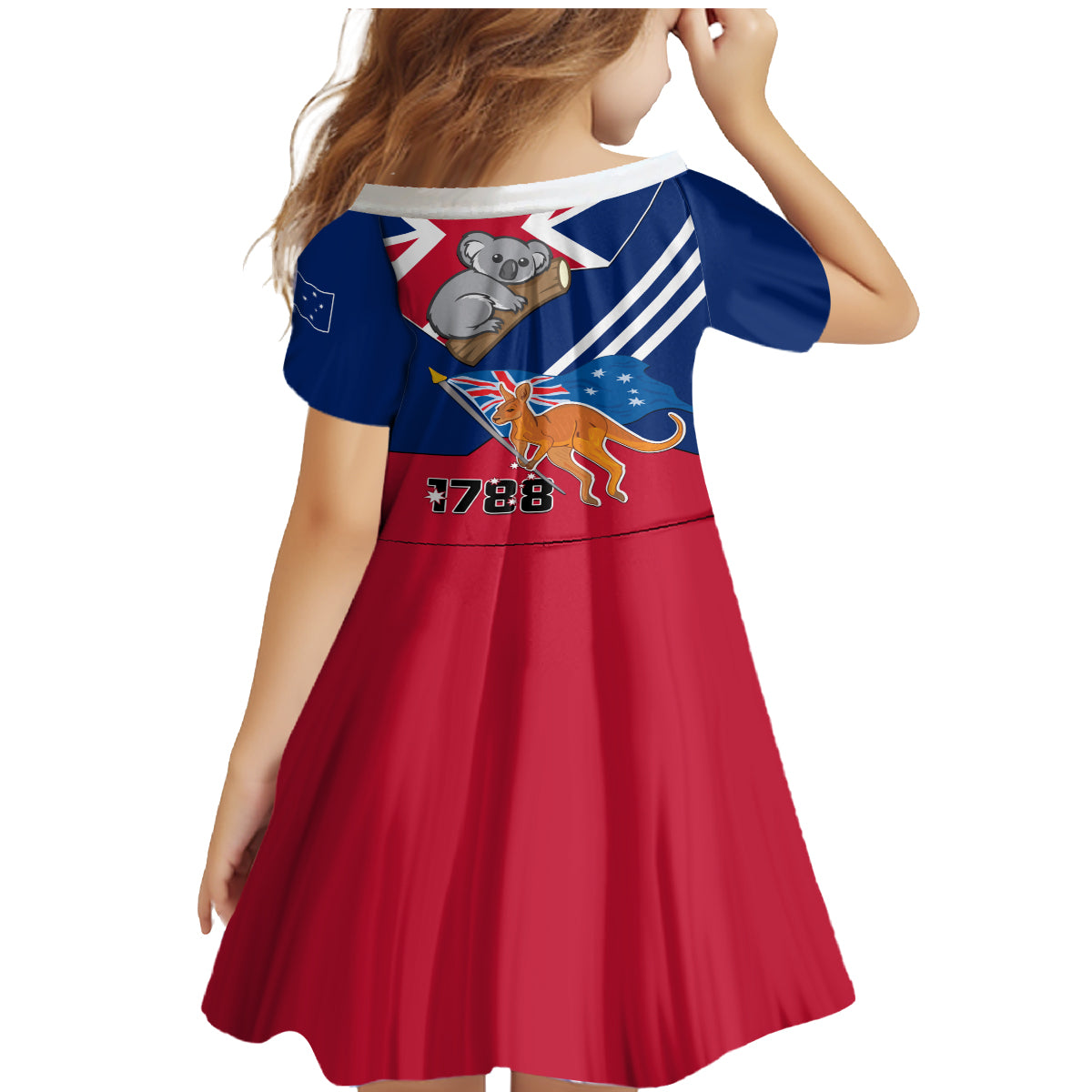 Australia Day Kangaroo and Koala With Flag Family Matching Mermaid Dress and Hawaiian Shirt