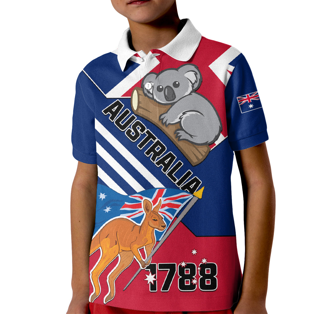 Australia Day Kangaroo and Koala With Flag Kid Polo Shirt - Vibe Hoodie Shop