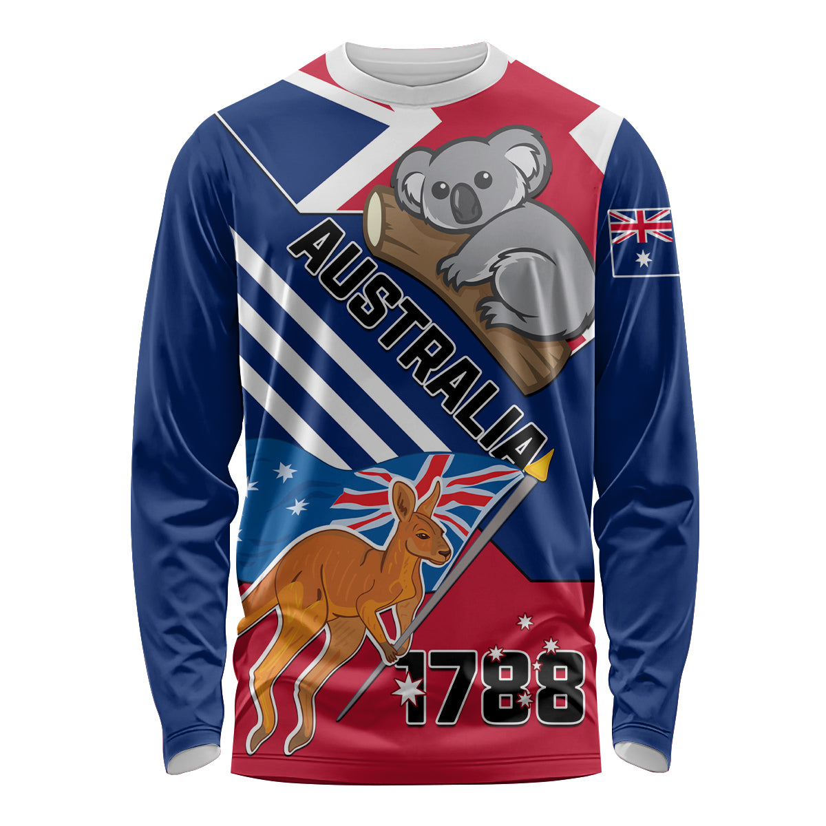 Australia Day Kangaroo and Koala With Flag Long Sleeve Shirt - Vibe Hoodie Shop