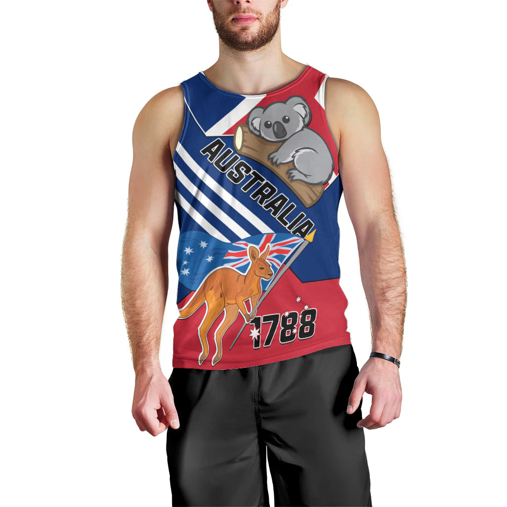 Australia Day Kangaroo and Koala With Flag Men Tank Top - Vibe Hoodie Shop