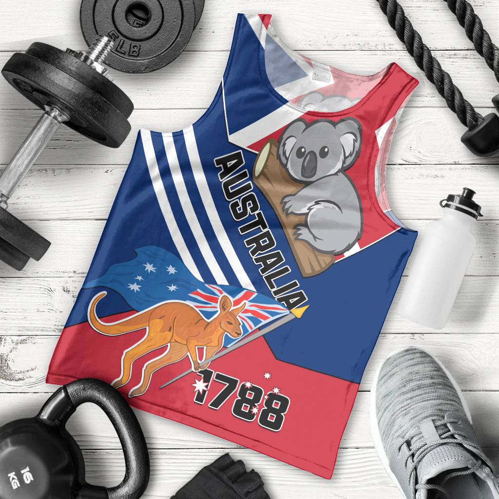 Australia Day Kangaroo and Koala With Flag Men Tank Top - Vibe Hoodie Shop