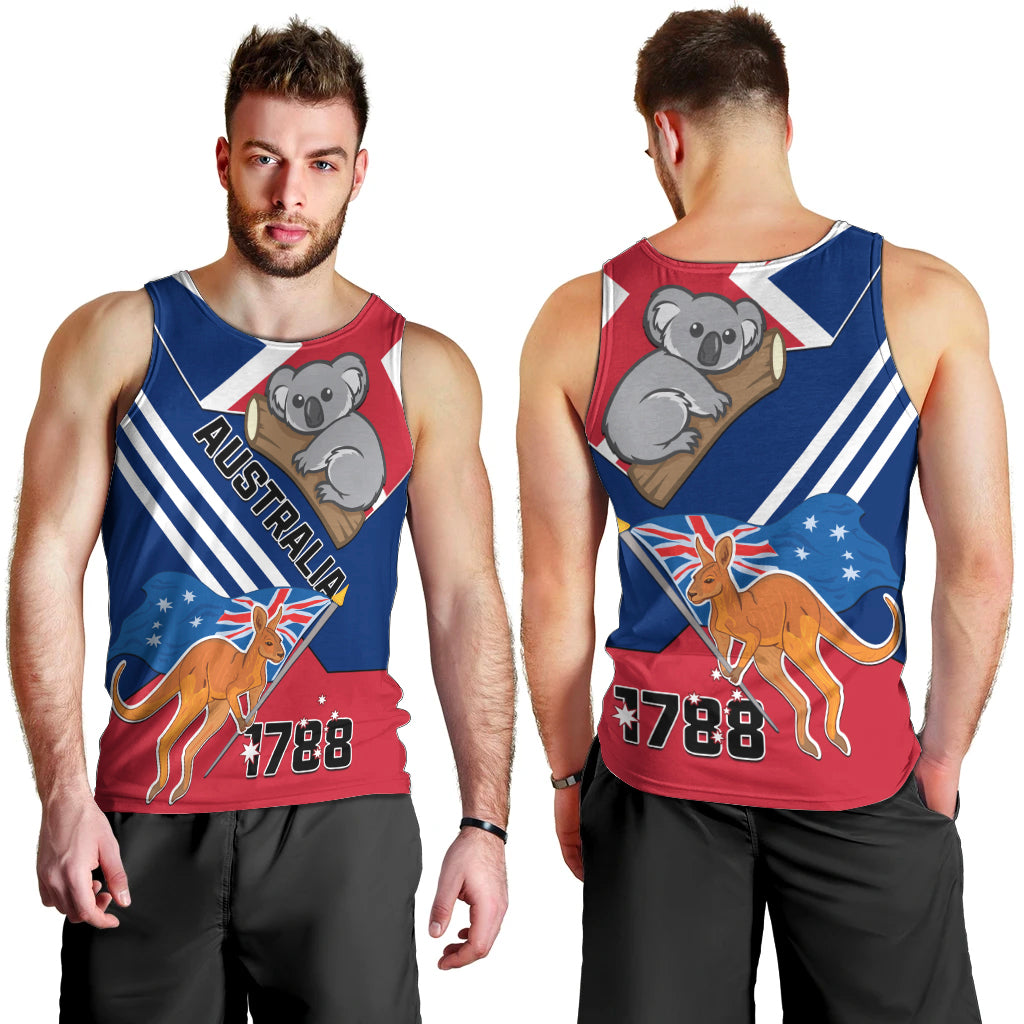 Australia Day Kangaroo and Koala With Flag Men Tank Top - Vibe Hoodie Shop