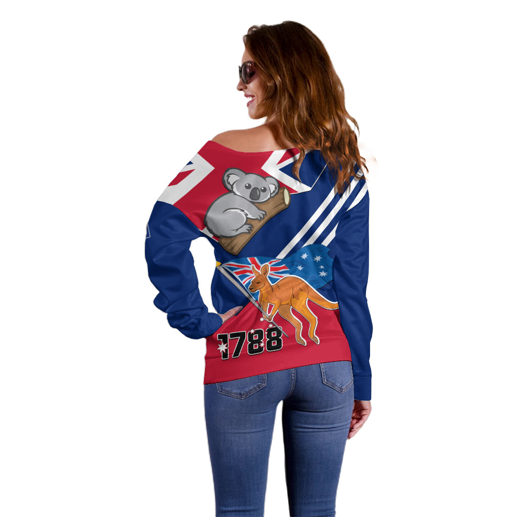 Australia Day Kangaroo and Koala With Flag Off Shoulder Sweater - Vibe Hoodie Shop