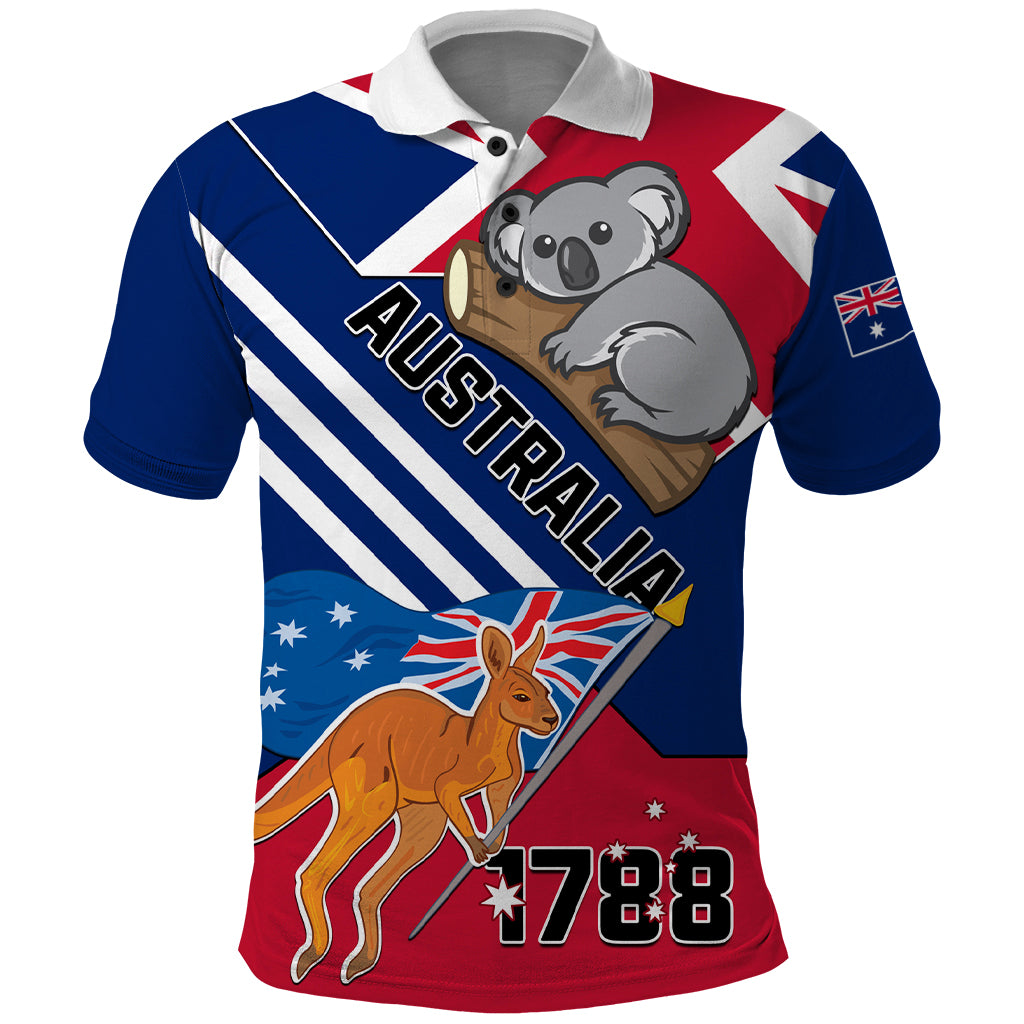 Australia Day Kangaroo and Koala With Flag Polo Shirt - Vibe Hoodie Shop