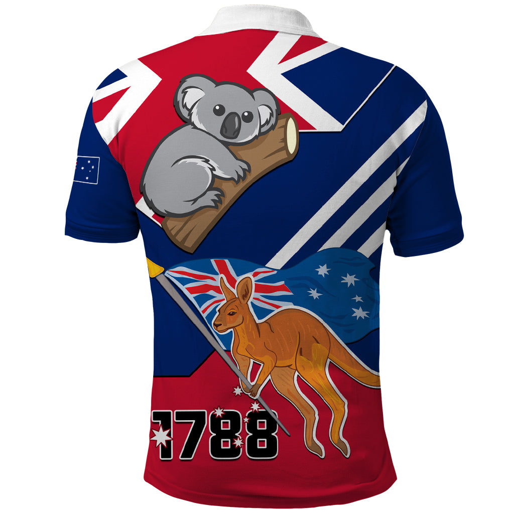 Australia Day Kangaroo and Koala With Flag Polo Shirt - Vibe Hoodie Shop